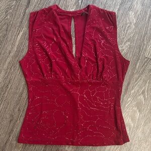 Vintage Y2K Glitter Rose Print Top